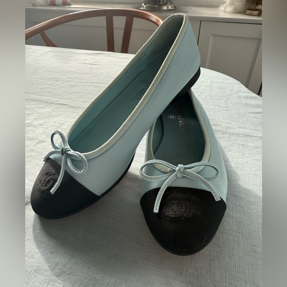 CHANEL Rare Light Blue Ballet Flats Morgan Stewart 36.5 - 6.5